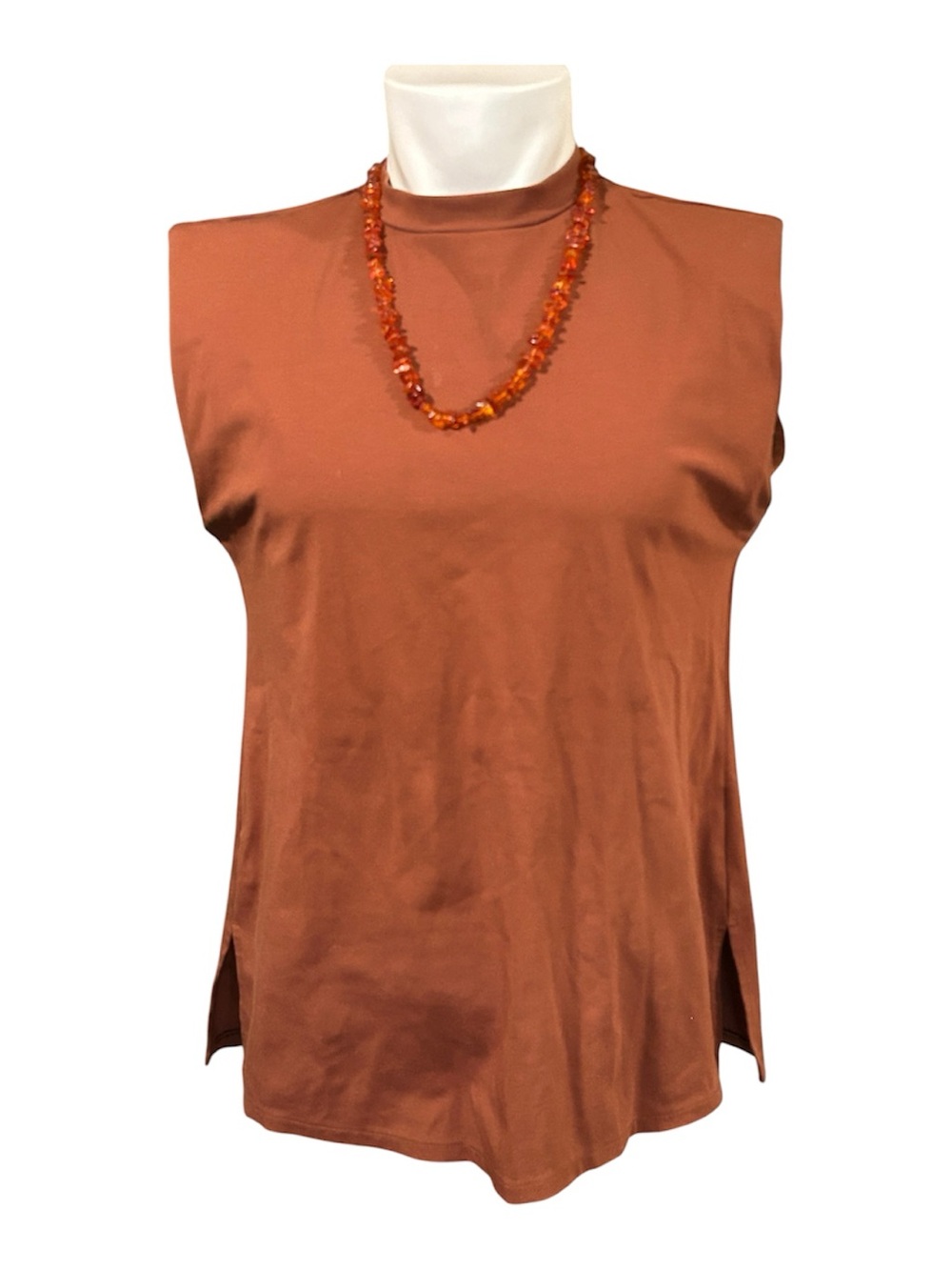Worthington Sleeveless Mock Neck Tank Top in Rust